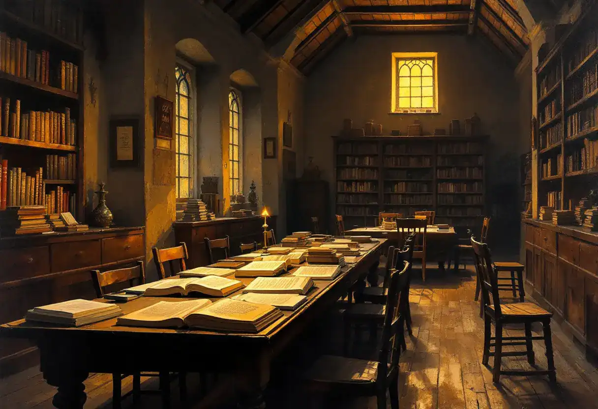 Une salle d'étude aux livres ouverts, image de la conversation entre les générations qui fait la pensée juive
